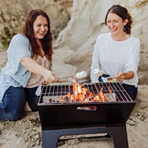 ONIVA - a Picnic Time brand X-Grill Portable Grill, Camping Grill, Small Charcoal Grill for Tailgating, (Black)