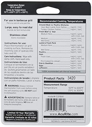 AcuRite 3118 Stainless Steel Grill Surface Thermometer