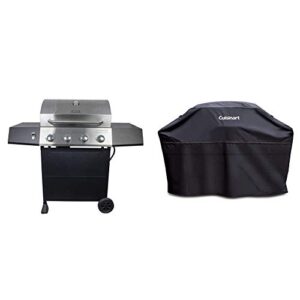 cuisinart cgg-7400 propane, 54 inch, full size four-burner gas grill & cgc-60b heavy-duty barbecue grill cover, 60", black, cover-60