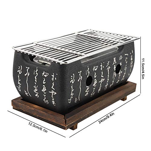 Vikye Japanese Barbecue Grill, Charcoal Stove Made of Aluminum and Stainless Steel 24x12.5x11.5cm/9.4x6.1x4.5inch