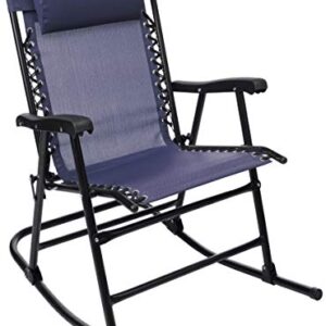 Amazon Basics Outdoor Textilene Zero Gravity Folding Lounge Rocker with Pillow, Navy