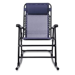 Amazon Basics Outdoor Textilene Zero Gravity Folding Lounge Rocker with Pillow, Navy