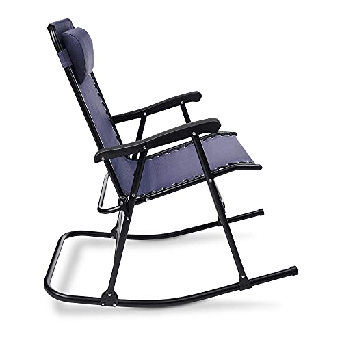 Amazon Basics Outdoor Textilene Zero Gravity Folding Lounge Rocker with Pillow, Navy