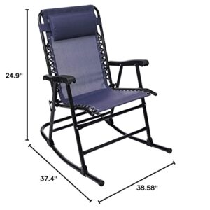 Amazon Basics Outdoor Textilene Zero Gravity Folding Lounge Rocker with Pillow, Navy