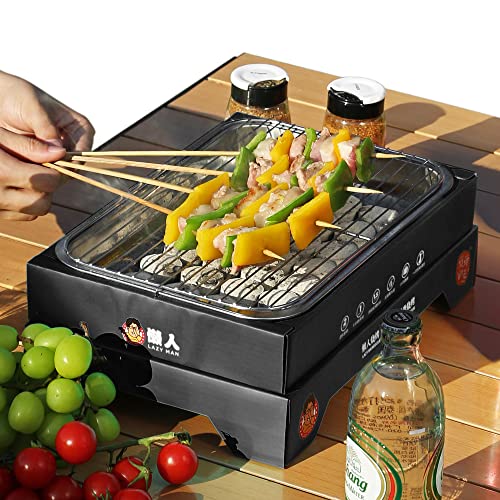 Upgrade Disposable BBQ Grill Stainless Steel Portable Easy Lighting Grill Outdoor Charcoal Grill For Outdoor Picnic Patio Backyard Camping Cooking Can Last 2 Hours (Dimensions: 33*22*6cm) (Black)