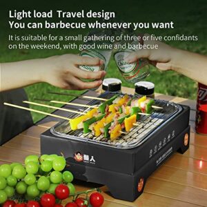 Upgrade Disposable BBQ Grill Stainless Steel Portable Easy Lighting Grill Outdoor Charcoal Grill For Outdoor Picnic Patio Backyard Camping Cooking Can Last 2 Hours (Dimensions: 33*22*6cm) (Black)