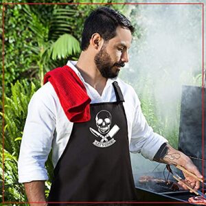 Nomsum Aprons for Men | Lets Cook Skull Design | Premium Quality Funny Aprons | Best for BBQ, Grilling and Cooking | Grill and BBQ Accessories | Chef Kitchen Grilling Apron | One Size Fits All