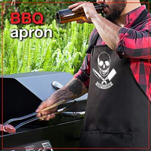 Nomsum Aprons for Men | Lets Cook Skull Design | Premium Quality Funny Aprons | Best for BBQ, Grilling and Cooking | Grill and BBQ Accessories | Chef Kitchen Grilling Apron | One Size Fits All