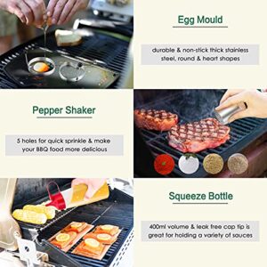 HaSteeL Griddle Accessories Kit of 16, Professional Stainless Steel Griddle Spatula Tools in Storage Bag, Heavy Duty Metal Spatulas/Chopper/Burger Press/Melting Dome for Teppanyaki Flat Top BBQ Grill