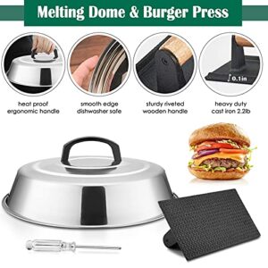 HaSteeL Griddle Accessories Kit of 16, Professional Stainless Steel Griddle Spatula Tools in Storage Bag, Heavy Duty Metal Spatulas/Chopper/Burger Press/Melting Dome for Teppanyaki Flat Top BBQ Grill