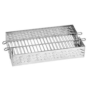 skyflame stainless steel flat spit rotisserie grill basket fits for 5/16 inch square, 3/8 inch square, 1/2 inch hexagon spit rods
