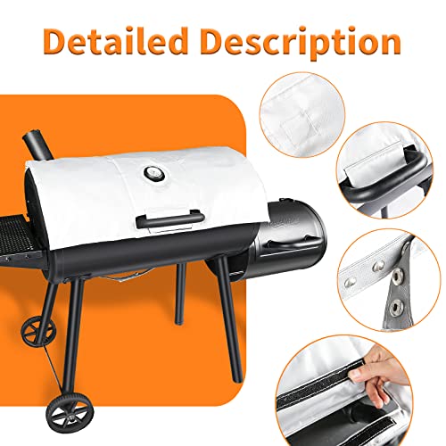 Uniflasy Grill Insulation Blanket for Char Griller 1733, Insulated Grill Cover Heat Blanket Warmer fits Char-Griller Smokin' Champ Charcoal Offset Smoker Grills Accessories Insulating Blanket