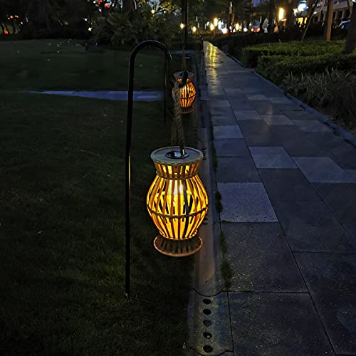11.8” Solar Table Lamp Lantern Outdoor - Rustic Large Rattan Woven Lantern Light with Edison Bulb, Solar-Powered Warm Light, Great Decor for Garden, Patio, Desk