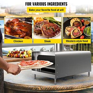 VEVOR Outdoor Pizza Oven 12", Wood Fired Ovens, Stainless Steel Portable Pizza Oven, Wood Pellet Burning Pizza Maker Ovens with Accessories for Outdoor Cooking (Rectangle)