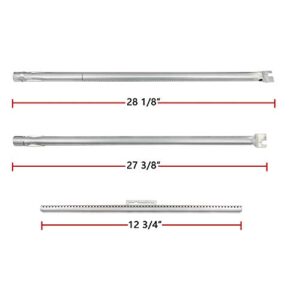 Hongso 7536 7508 Gas Grill Replacement Burner Tube Kit and Porcelain Steel Flavorizer Bars for Weber Spirit E310 320 (with Side Mounted Control Panel Older Model) Genesis Silver Gold Platinum B C 7537