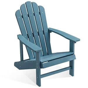 efurden adirondack chair, polystyrene, weather resistant & durable fire pits chair for lawn and garden, 350 lbs load capacity with easy assembly (blue, 1 pc)