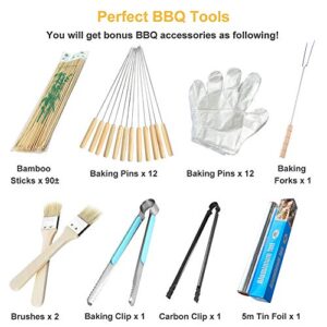 Newluck Folding Charcoal Barbecue Grill Set, Portable Folded Hibachi Grill Stainless Steel Yakitori Grill, BBQ Tool Kits for Outdoor Patio Picnics Beach Camping Cooking Traveling, 16.8 X 11.3 X 9.2''