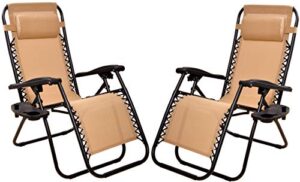 elevon adjustable zero gravity lounge chair recliners for patio, beige, 2-pack