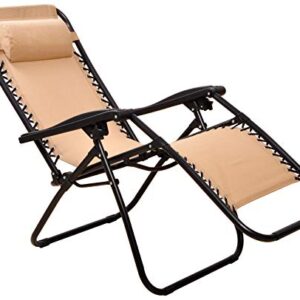 Elevon Adjustable Zero Gravity Lounge Chair Recliners for Patio, Beige, 2-Pack