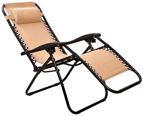 Elevon Adjustable Zero Gravity Lounge Chair Recliners for Patio, Beige, 2-Pack