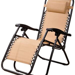 Elevon Adjustable Zero Gravity Lounge Chair Recliners for Patio, Beige, 2-Pack