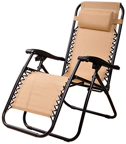 Elevon Adjustable Zero Gravity Lounge Chair Recliners for Patio, Beige, 2-Pack