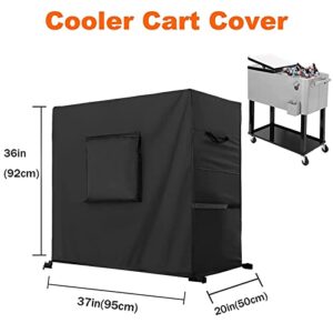 Kovshuiwe Waterproof 80 Qt Rolling Cooler Cart Cover Outdoor Beverage Cart Patio Ice Chest Protective Covers Fits Most Patio Ice Chest Party Cooler Upto 37L x 20W x 36H inch