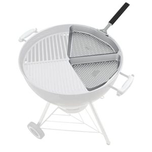 bbq grill basket for kettle grills - the kettle grill accessories for outdoor grill set includes 2 stainless steel grilling baskets & clip-on handle designed for 22" kettle grill models - a perfect fish grill basket & grill vegetable basket