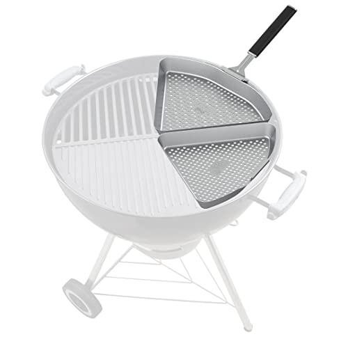 BBQ Grill Basket for Kettle Grills - The Kettle Grill Accessories for Outdoor Grill Set Includes 2 stainless steel grilling baskets & Clip-On Handle Designed for 22" Kettle Grill Models - a Perfect Fish Grill Basket & Grill Vegetable Basket