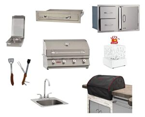 ams fireplace ams bull grill 30 outlaw bbq grill with bull single side burner, 30 doordrawer combo, single drawer, sink and cover (natural gas)