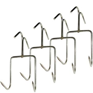 tihood 4pack smoker hooks, stainless steel bacon hanger, roast duck hooks,meat hooks for smoking, hanging bacon hams meat processing bbq grill