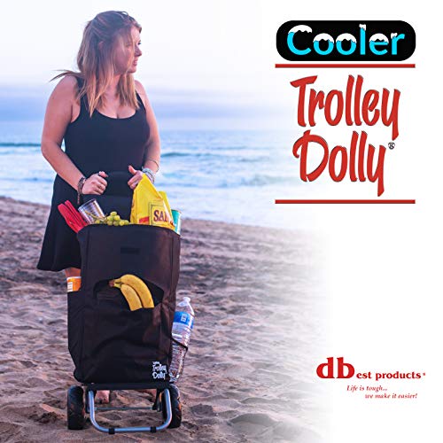 dbest products Cooler Trolley Dolly, Black Insulated cooler bag folding collapsible rolling shopping grocery tailgating bbq beer ice cart 14" x 17" x 38"