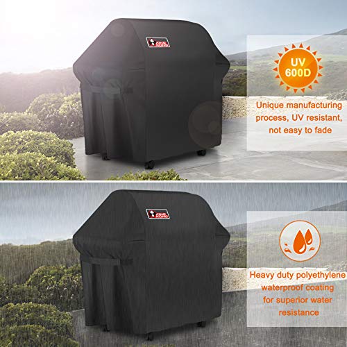 Kingkong Gas Grill Cover 7553 | 7107 Cover for Weber Genesis E and S Series Gas Grills Includes Grill Brush, Tongs and Thermometer