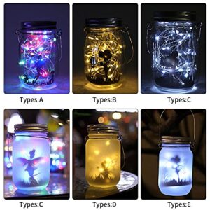 GEZICHTA 2 pcs Solar Fairy Lantern Lights,Hanging Glass Mason Jar Lights LED Lights(Colorful Transparent), free size