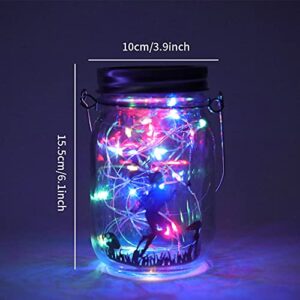 GEZICHTA 2 pcs Solar Fairy Lantern Lights,Hanging Glass Mason Jar Lights LED Lights(Colorful Transparent), free size