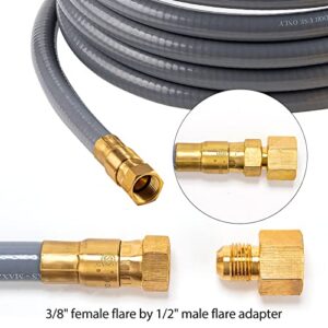 LGQIEM 15FT Natural Gas Hose - Natural Gas Hose Conversion Kit 3/8"-18NPT quick Disconnect Extra 3/8" Female Flare Easy to Connect Suitable for Gas Grills, Fire Pit, Portable Generator, Patio Heater