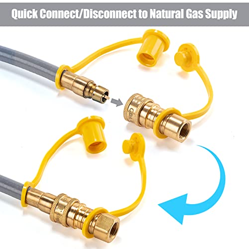 LGQIEM 15FT Natural Gas Hose - Natural Gas Hose Conversion Kit 3/8"-18NPT quick Disconnect Extra 3/8" Female Flare Easy to Connect Suitable for Gas Grills, Fire Pit, Portable Generator, Patio Heater