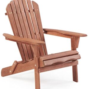 Folding Adirondack Chair Half Pre-Assembled, Outdoor Wood Patio Chair for Garden/Backyard/Firepit/Pool/Beach/Deck