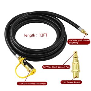 MENSI 12 Feet RV Shut-Off Quick Connect Disconnect Propane Hose Conversion Kit for Weber Q Series, Weber Traveller Grill