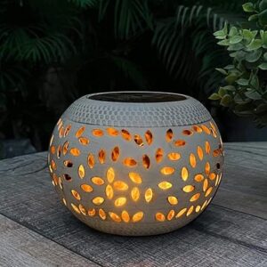 Solar Table Lantern Outdoor Indoor Waterproof - Dancing Flickering Flame Powered LED White Metal Desktop Decorative lamp auto on/Off Lightening Dusk to Dawn for Desk Patio Garden Pathway Garden Yard