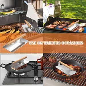 Onlyfire Chef Barbecue Tool Stainless Steel Burger Press for Griddle, Smash Burger Press with Wooden Handle for Flat Top Grill Cooking, Great for Cooking Bacon, Sandwiches, Meat, Steak