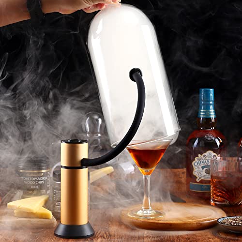 CREATIVECHEF Cocktail Smoker,Smoker Drinks,Portable Smoking Gun,Smoking Gun With Glass Dome（11“x5”）（SG16 -Silver）