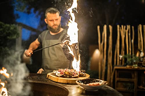 Forged Churrasco Flambadou, Cast Iron, Olive Wood