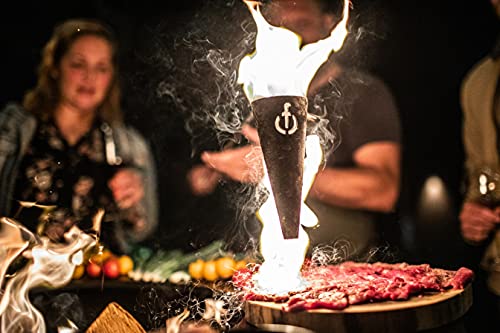 Forged Churrasco Flambadou, Cast Iron, Olive Wood