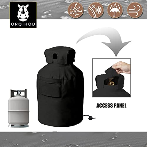 Orqihod 20LB Propane Tank Cover, Beautify Tank Cylinder, Travel Trailer Ventilated Propane Gas Tank Cover with Two Handles, Black, All Weather Protection