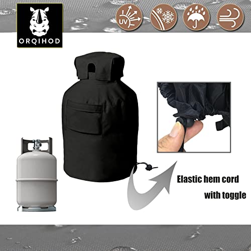 Orqihod 20LB Propane Tank Cover, Beautify Tank Cylinder, Travel Trailer Ventilated Propane Gas Tank Cover with Two Handles, Black, All Weather Protection