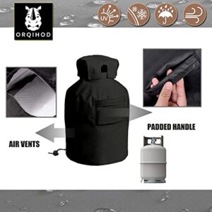 Orqihod 20LB Propane Tank Cover, Beautify Tank Cylinder, Travel Trailer Ventilated Propane Gas Tank Cover with Two Handles, Black, All Weather Protection