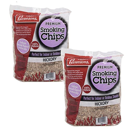 Camerons Products Smoking Chips - (Hickory) - 4 Pounds Total, 260 cu. in. per Bag - Barbecue Chips, Kiln Dried, Natural Extra Fine Wood Smoker Sawdust Shavings