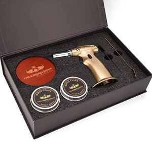 Cocktail Smoker Kit with Torch – 4 Flavors Wood Chips – Bourbon, Infuser Kit, Old Fashioned Drink Smoker Kit, Amazing Valentine Gifts for Men, Dad, Husband (Without Butane)