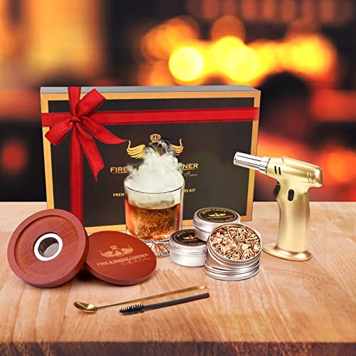 Cocktail Smoker Kit with Torch – 4 Flavors Wood Chips – Bourbon, Infuser Kit, Old Fashioned Drink Smoker Kit, Amazing Valentine Gifts for Men, Dad, Husband (Without Butane)